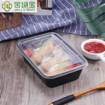 Disposable Lunch Box, Microwaveable, Thickened Packaging Box, Plastic Rectangular Take-Out Tableware, Black Transparent Lunch Box with Lid