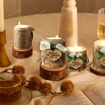 Wooden Tea Lamp Candle Holder Rack Wishing Wedding Party Birthday Dining Table Halloween Christmas Party Valentine's Day Wooden