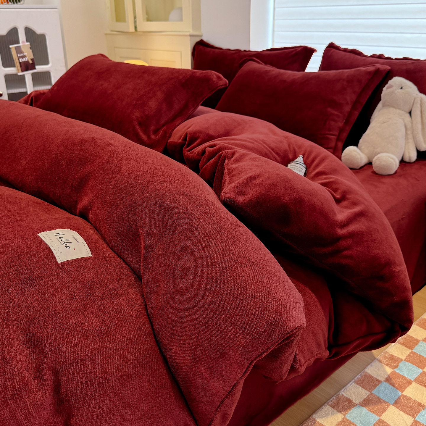 Thickened Milk Velvet Four-Piece Winter Bed Bed Sheets Quilt Cover Coral Velvet Flannel Type a Maternal and Infant Grade Single Three-Piece Set 2