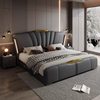 Italian Accessible Luxury Leather Bed with Light Multi-Functional Storage 2m Large Bed Master Bedroom 1.8m Double Bed Modern Simple Wedding Bed