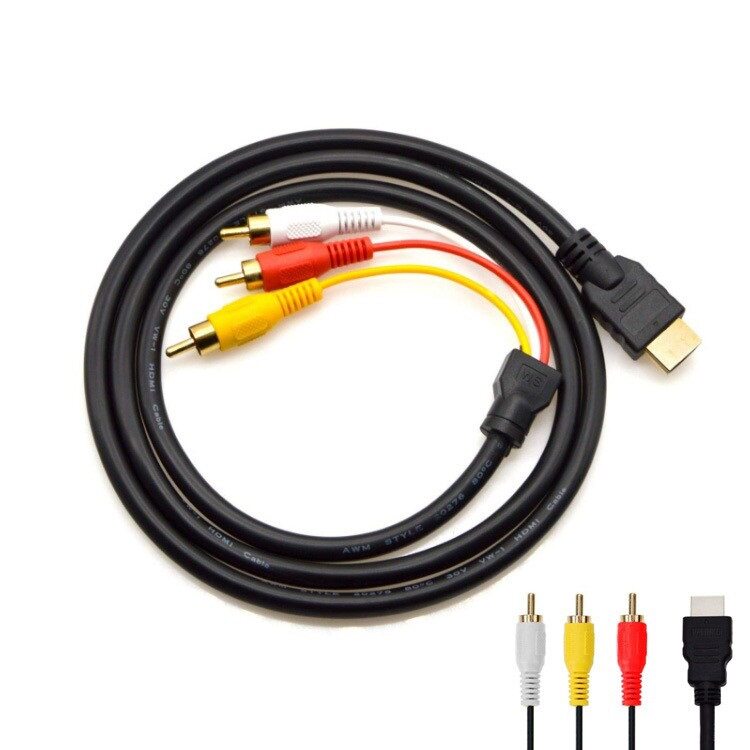 HDMI to 3RCA line HDMI to AV line red and white yellow Lotus HD audio and video top box line 1.5 meters all copper