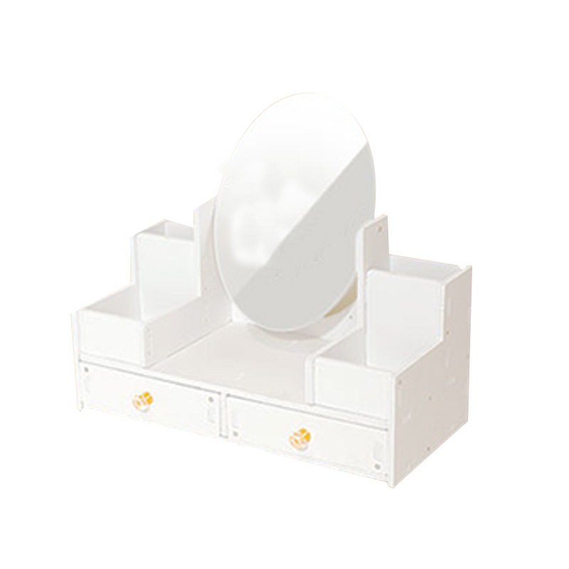 Rotating Makeup Mirror Storage Rack Drawer Type Desktop Large Capacity Jewelry Box Desktop Cosmetic Storage Box Advanced Sense