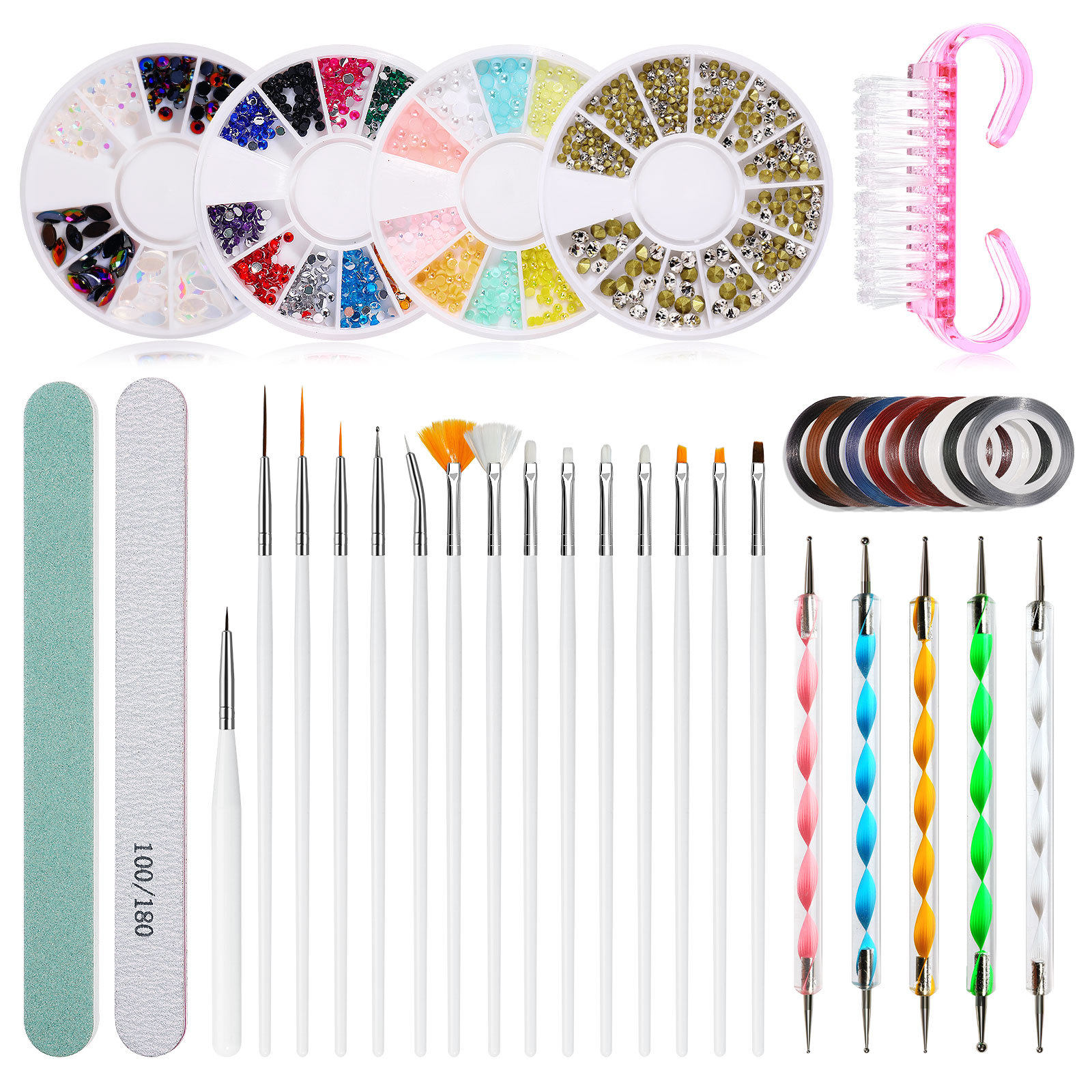 Cross-border Amazon Hot Selling Nail Art Tools suit Nail Light Grinder Nail File Color Painting Pen Nail Art suit