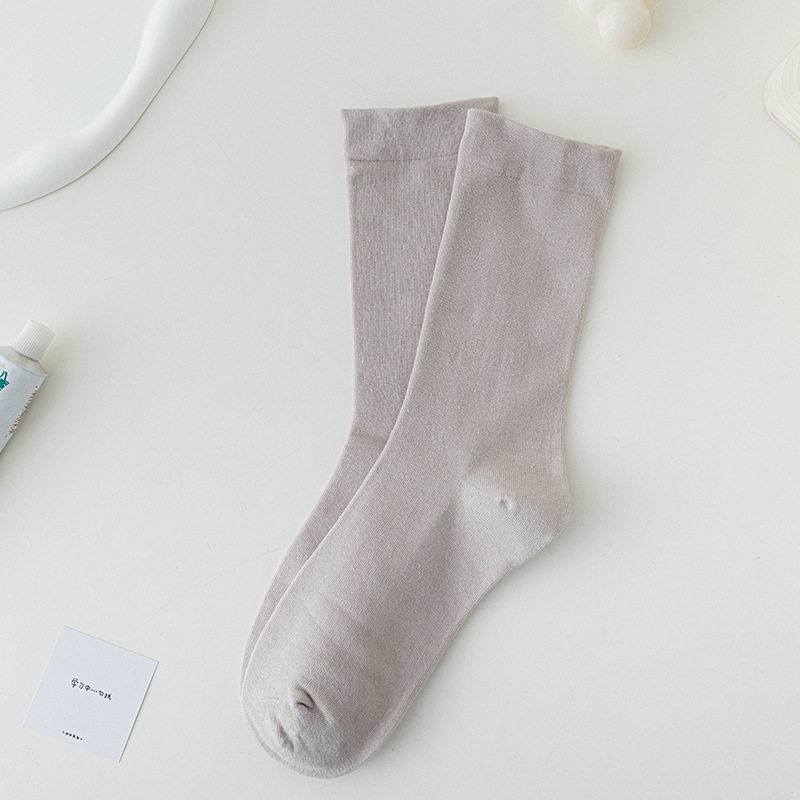 月子袜女ins潮中筒袜秋冬季百搭日系堆堆袜纯白色无骨袜女生长袜