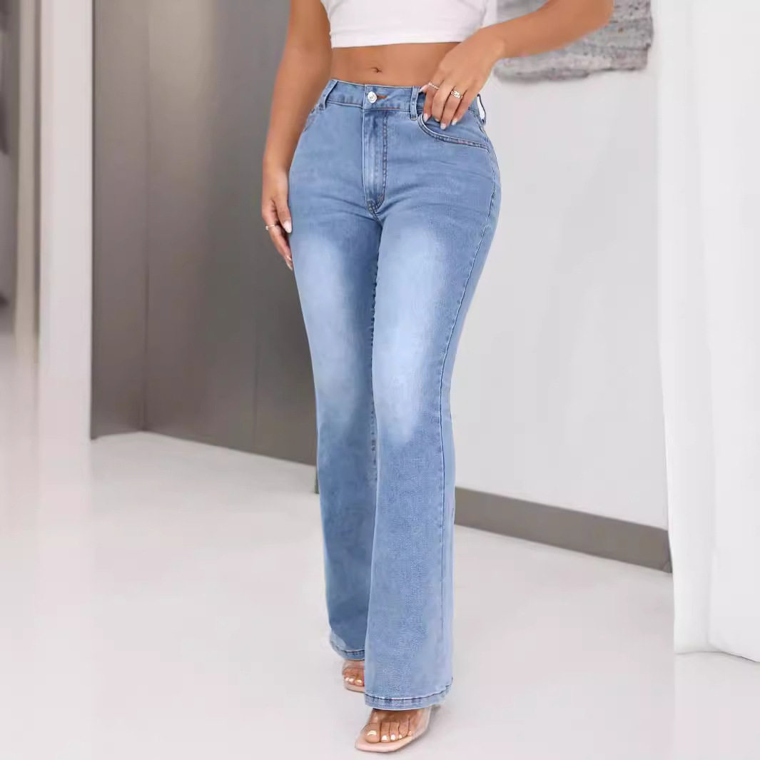 High Waisted Womens Casual Straight Leg Jeans Slim Fit High Stretch Comfortable Fabric Perfect for Everyday Wear