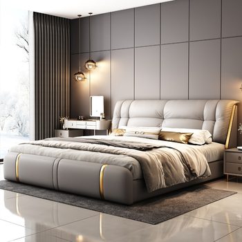 Modern Minimalist Luxury Master Bedroom King Bed 1.8m Wedding Bed Bedroom Bed Soft Double Bed