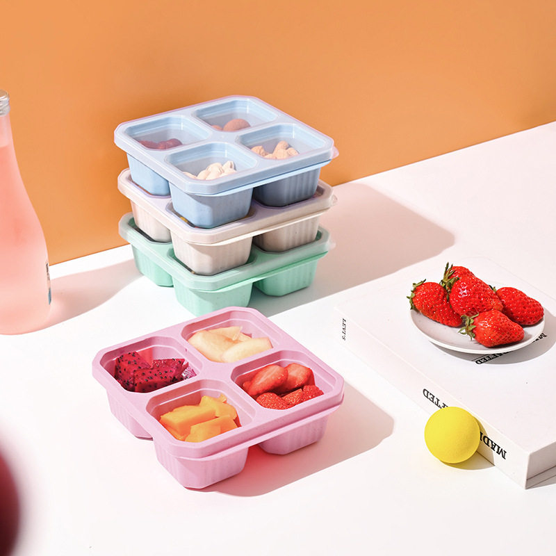 Wheat Lunch Box Transparent Snack Dried Fruit Box Household Sealed Box with Lid Plastic Fruit Refrigerator Preservation Box