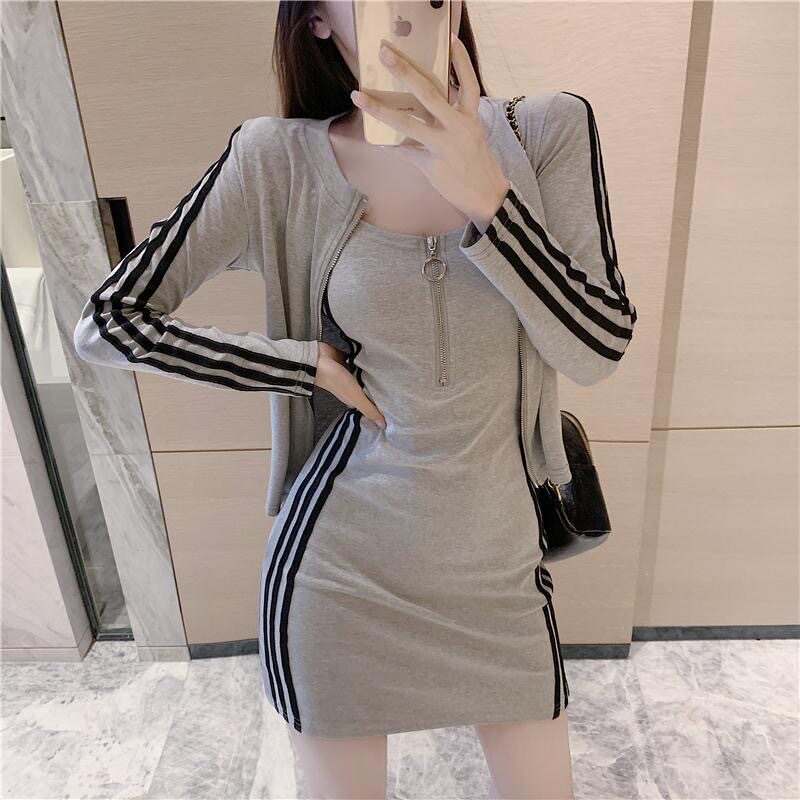 Autumn suit Women's 2025 Korean Fashion Waist Sexy Hip Internet Popular Style dress Two-Piece Trendy Set