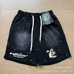 Saint Vintage Digital Print Washed Vintage Shorts High Street Loose Pants