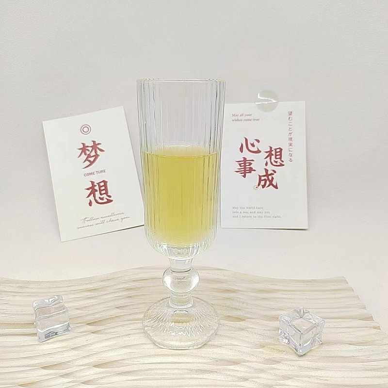 European-style retro ins style vertical pattern goblet wine glass champagne glass high-looking glass retro goblet series