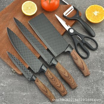 Knife Set Stainless Steel Knife Set Six-Piece Set Fat Boy Handle Covered Fruit Knife Kitchen Knife Kitchen Knife Combination