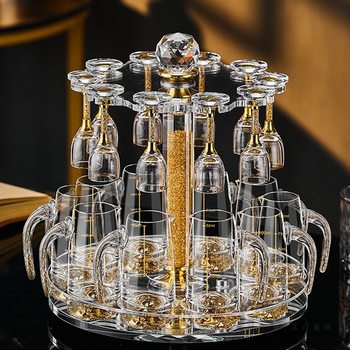 High-End Light Luxury Small Liquor Shot Glass Set with Gold Foil for Home Use, Crystal Glass Decanter