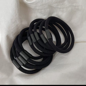 New Korean High-Elasticity and Durable Rubber Band Black Basic Hair Tie Ball Hair Rope Girl Cute Leather Case