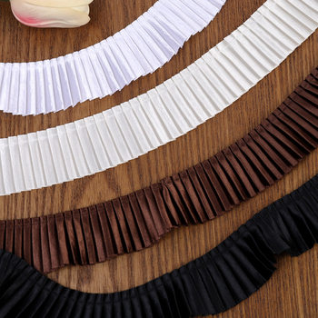 3cm Satin Ribbon Accordion Pleated Lace Trim Accessories Cuff Collar DIY Wide White Ruffled Lolita Skirt Trim Accessories