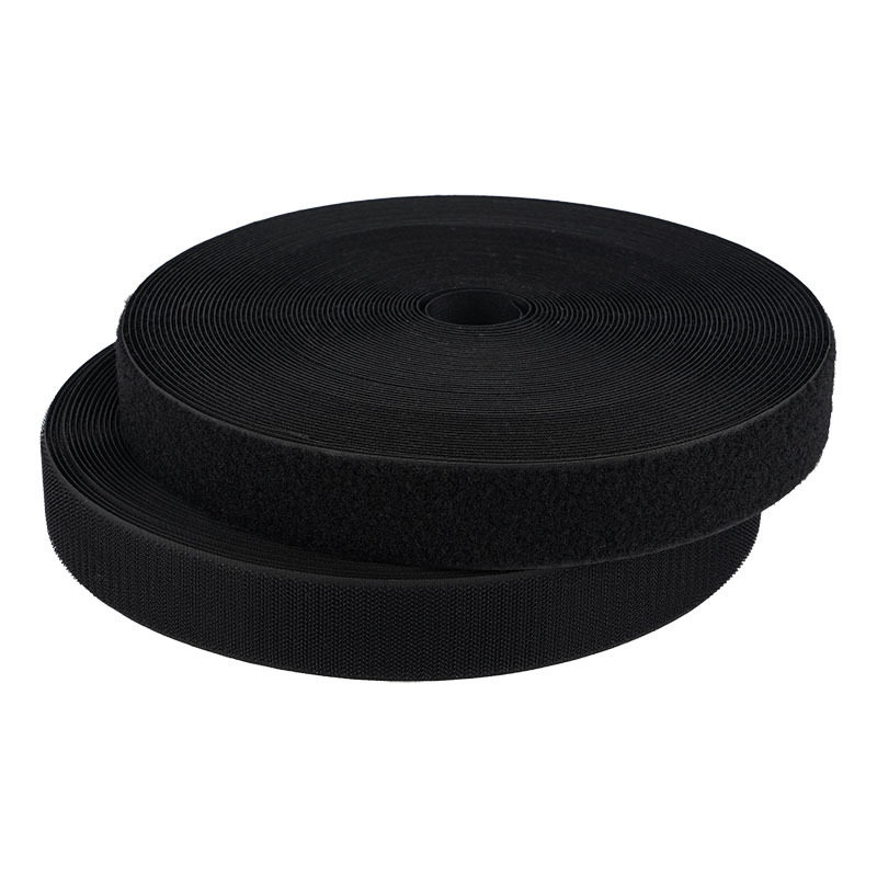 Polyester Hook and Loop Fastener Tape with Adhesive Backing, Colorful for Clothing and Bags, Black and White, 1.6-20cm