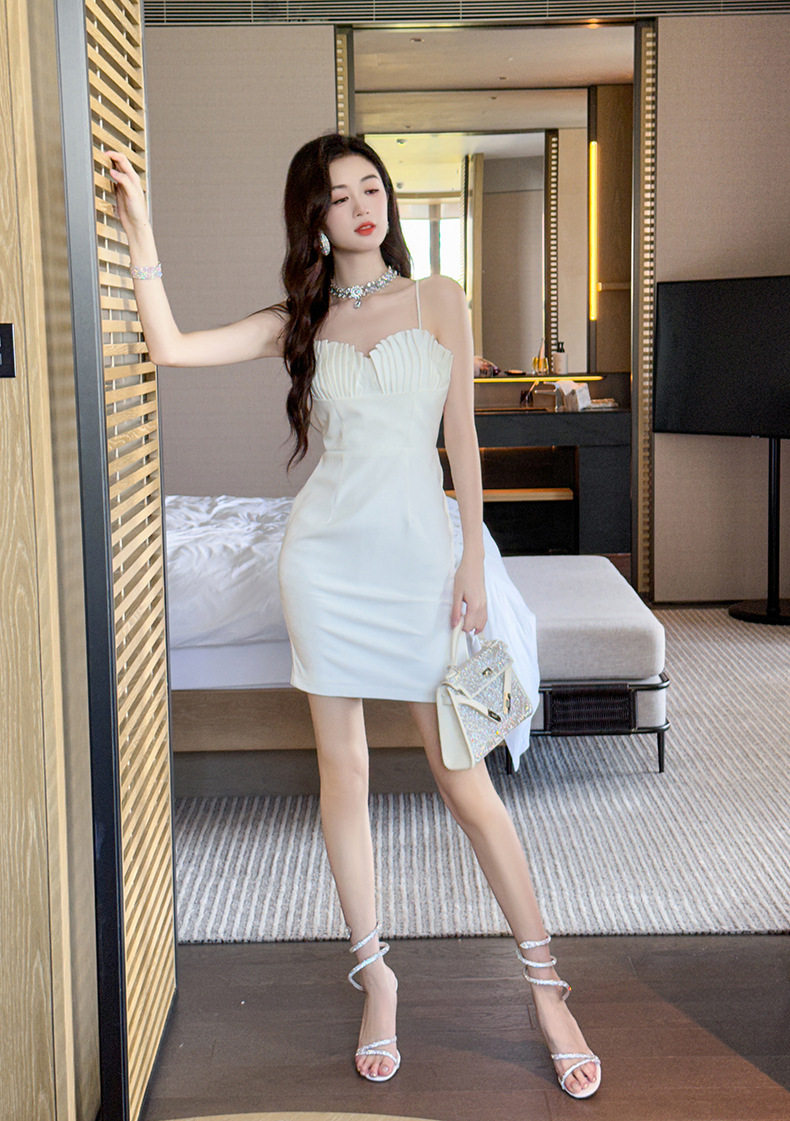 Đầm ôm body nữ dáng dài cổ V không tay, phong cách gợi cảm mùa hè — [Đen], [Trắng] chi tiết 13