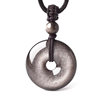 Natural Silver Obsidian Safety Buckle Necklace Pendant 3cm Diameter Keychain Pendant Men's and Women's Accessories