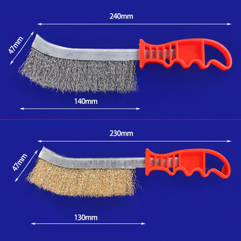 Steel Wire Brush with Handle, Long Handle Industrial Rust Removal Brush, Barbecue Grill Cleaning Kitchen Wire Brush, Stainless Steel Wire Knife Brush