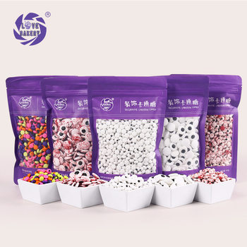 Foreign trade large and small eye bone tablet color sugar beads baking cake decorative sugar candy beads edible 500g material