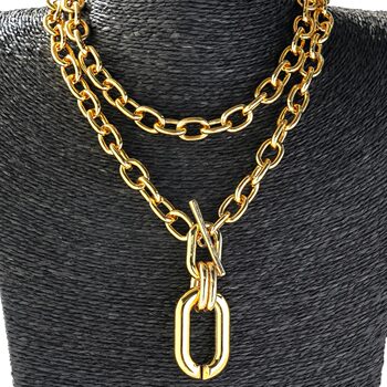 European and American Cross-border Jewelry Fashion Personalized Aluminum Chain Multi-layer Necklace Women's Fashion Geometric Metal Buckle Collar Necklace