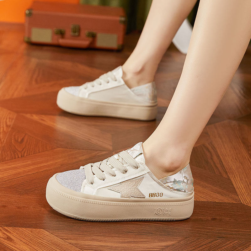 Giày sneaker nữ chunky đế dày phong cách thể thao mùa hè — Gạo trắng, Hồng