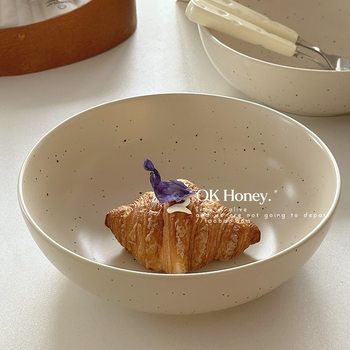 Scandinavian Underglaze Color Splash Ceramic Deep Soup Plate Large Fruit Salad Home Curry Rice Omelette Soup