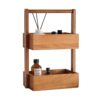 Double-Layer Solid Wood Storage Rack Living Room Desktop Fruit Snack Storage Basket Kitchen Storage Wooden Multi-Layer Storage Rack