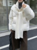 Mmc Puff down Jacket Women's Winter 2025 New 90 White Duck down Korean Style Short Bread Jacket with Shawl Scarf