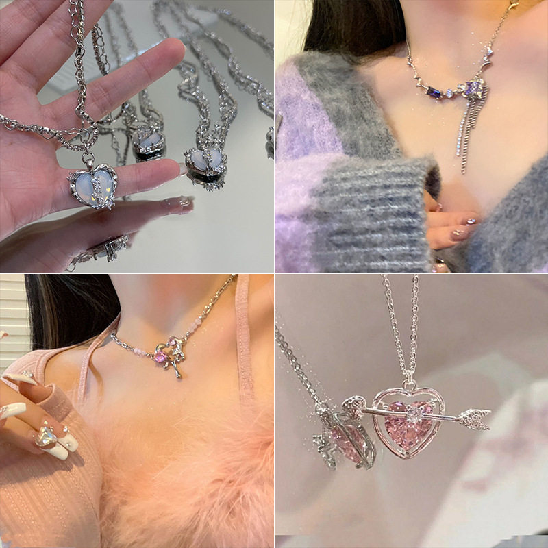 Heart-Shaped Spliced Pearl Necklace with a Japanese and Korean Design, High-End Light Luxury Niche Clavicle Chain, 2025 New Women's Neck Chain