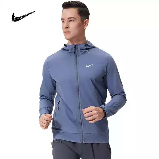 Men's Running Sport Suit with Hooded Training Quick-Dry Shirt for Spring & Autumn Morning Jogging Cycling Gym Wear