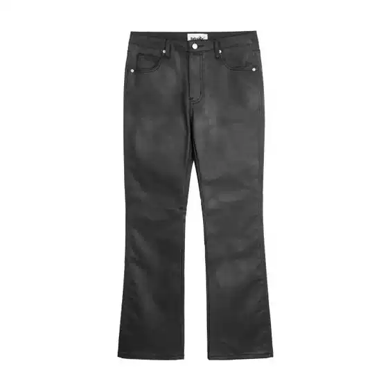 High street ins same fashion black brush wax micro horn casual trousers jeans