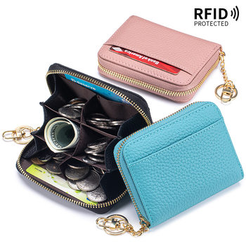 New First-Layer Cowhide Short Compartment Coin Purse Genuine Leather Rfid Japanese-Style Multifunctional Mini Wallet for Women