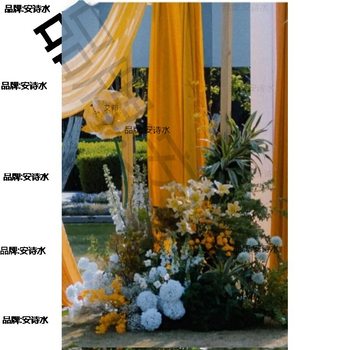 Wedding Curtain Gauze Ceiling Cloth Pearl Chiffon Polyester Cloth Wedding Hall Arch Curtain Curtain Arrangement Decorative Cloth