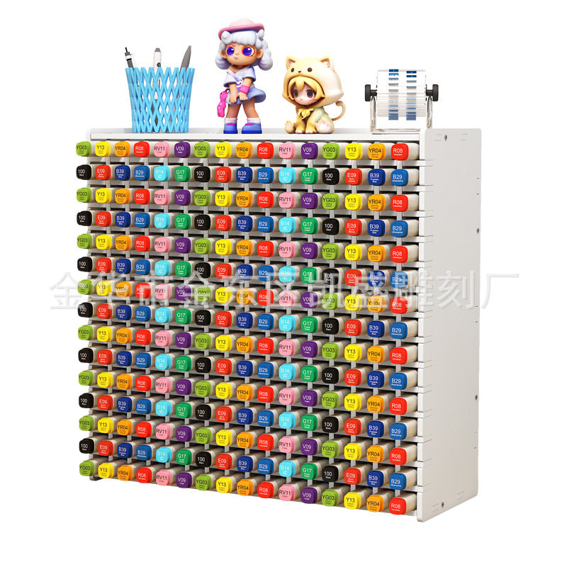 Marker Pen Storage Box, Large-Capacity Watercolor Pen Holder, Light Luxury and High-End Feel, Student and Children's Oblique Insertion Storage Rack