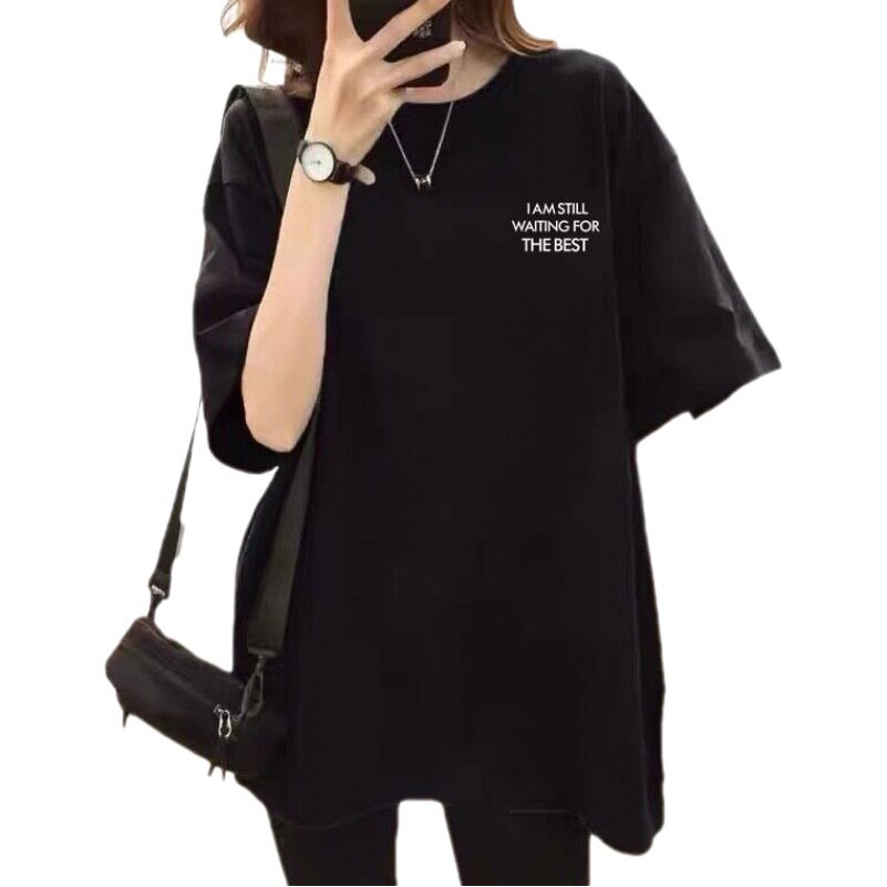 New Korean Style Ins Pure Cotton T-Shirt Women's Short-Sleeved Versatile Age-Reducing Top Loose Slimming Look Summer Fashion Off-Shoulder Half-Sleeve