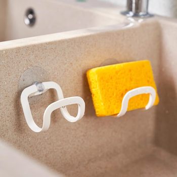 Suction Cup Sponge Rack Storage Rack Sink Scouring Pad Kitchen Dishwashing Rag Drain Hook Steel Ball Storage Rack