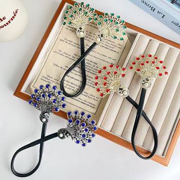 High-Quality Peacock Tail Hair Bun Maker, Lazy Bun Maker, High-End Sparkling Diamond Cheongsam, Simple and Fashionable Hair Accessory for Women