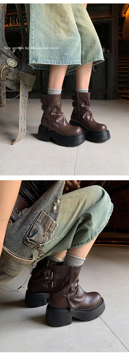 Boot nữ da bò cổ thấp gót xuồng khóa kéo bên hông — Lớp lót đơn màu đen, Lớp lót đơn màu nâu, Lót nhung đen, Lót nhung màu nâu