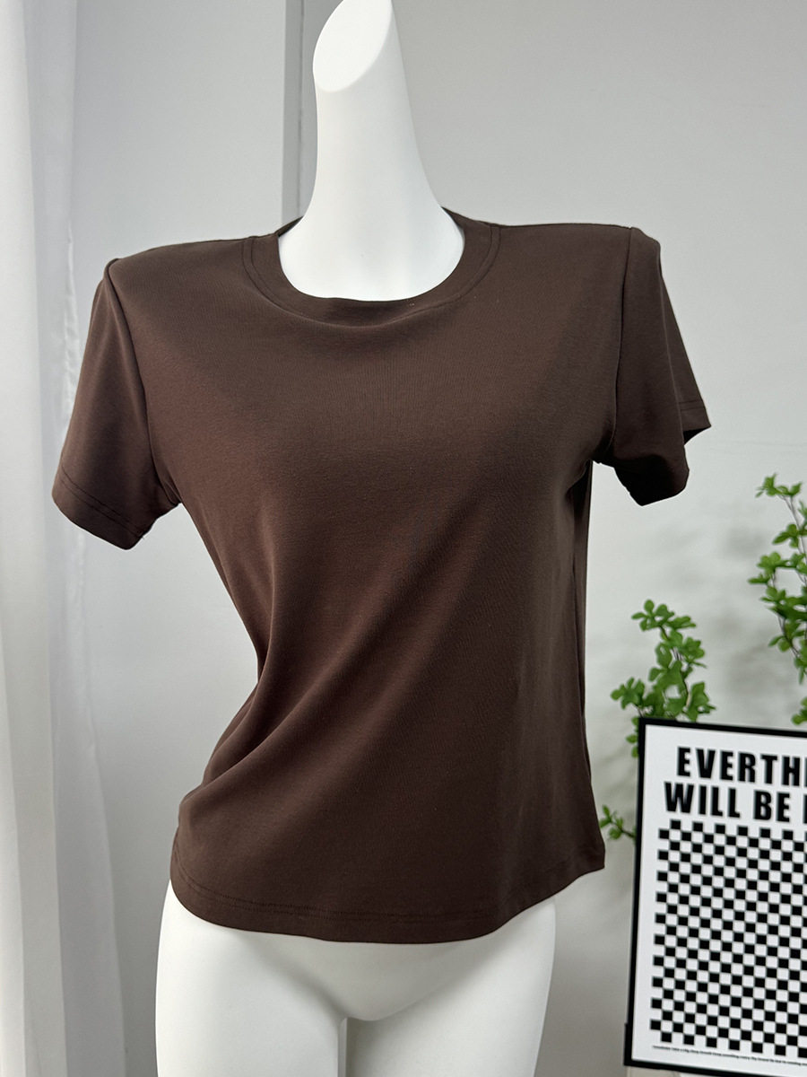 Womens Basic Solid Color T Shirt Slim Fit Short Sleeve Comfortable Fabric Casual Spring Summer Wear Wholesale