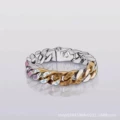 22#Pink color block cuban bracelet