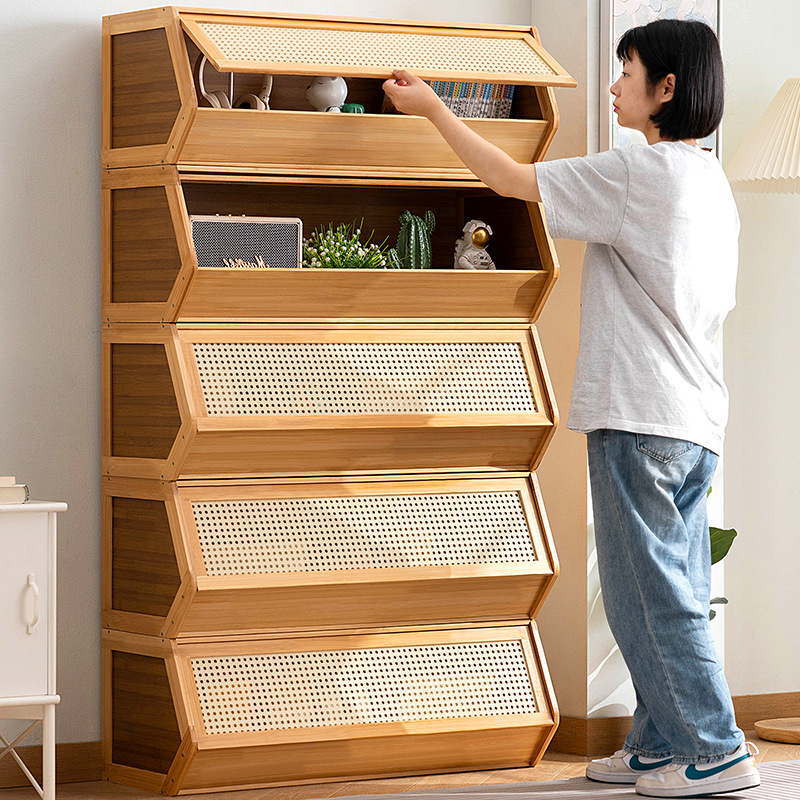 书柜置物架客厅带柜门储物柜一体格子柜展示柜落地多层组合柜书架