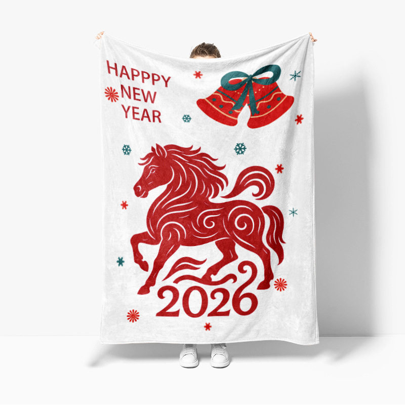 Cross-Border New Year Flannel Blanket Digital Printed Blanket Office Lunch Break Shawl Blanket Home Bedroom Sofa Blanket