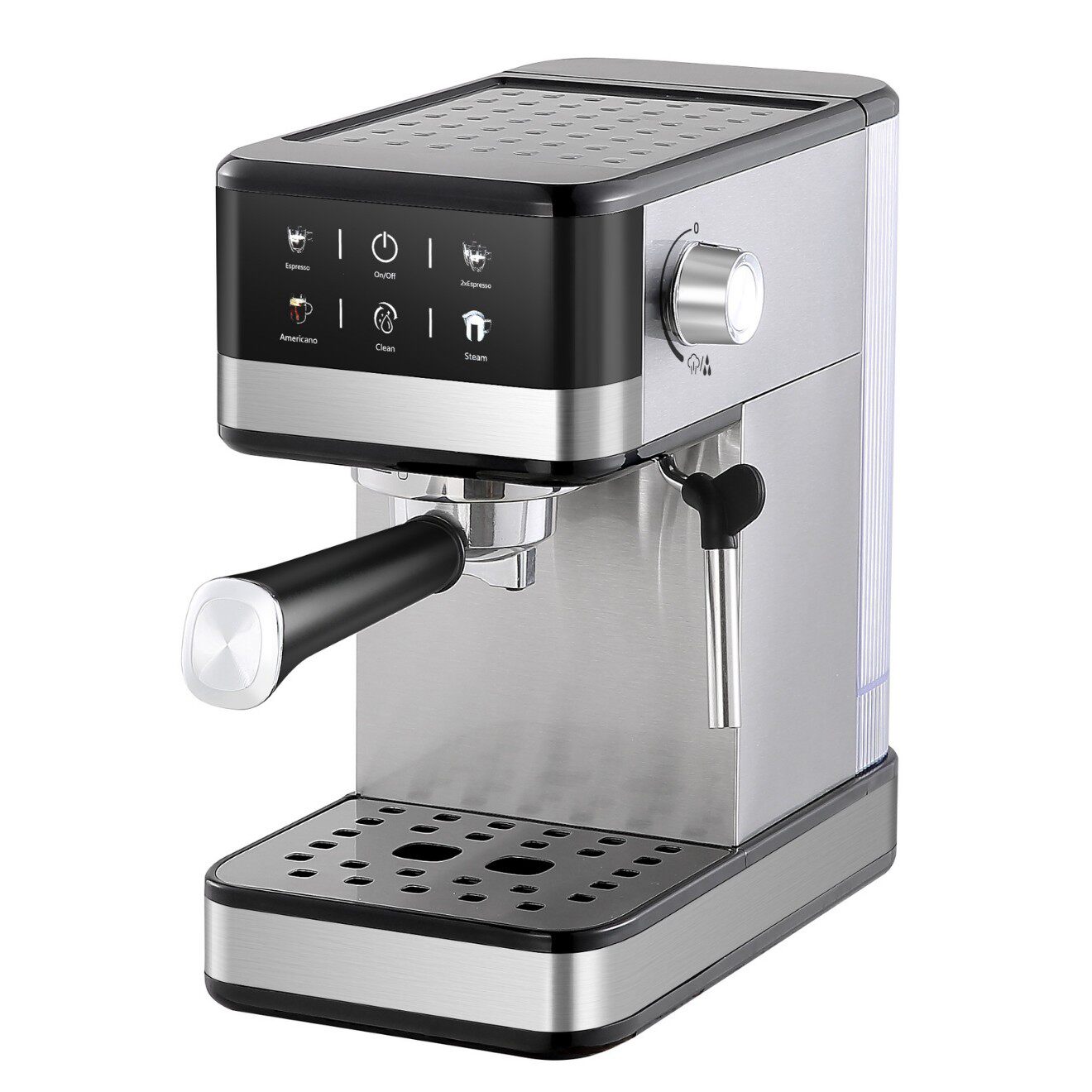 Cross-Border Popular Espresso Coffee Maker with Milk Tank and Stainless Steel Edge Logo