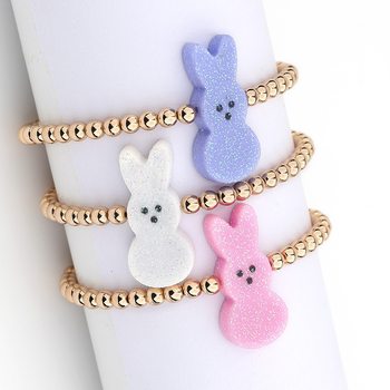 New children acrylic rabbit bracelet handmade beaded color cartoon little girl Joker jewelry set Wholesale