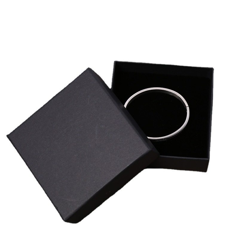 Spot wholesale unisex pure black kraft paper jewelry packaging box bracelet necklace ring watch jewelry box