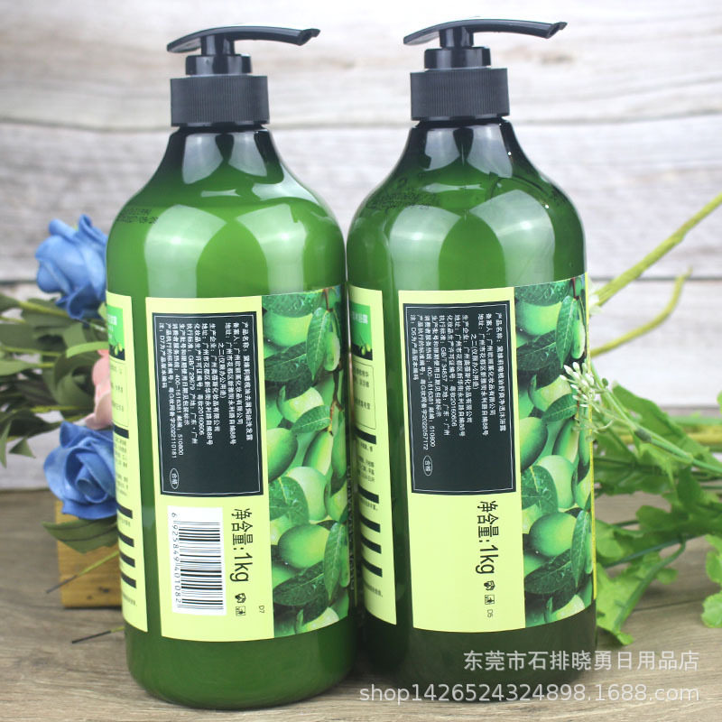 Devili Set Olive Extract Anti-Dandruff Baked Oil Shampoo Olive Refreshing Fragrance Hydrating Shower Gel 1L