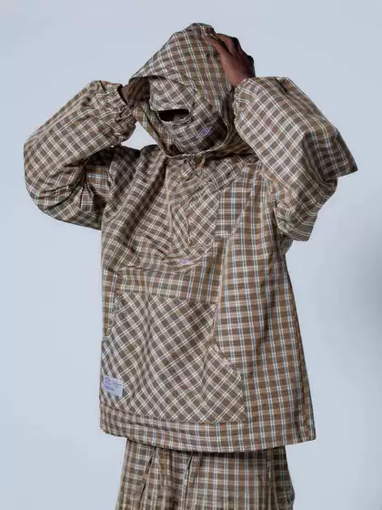 Fashionable 2024 New Japanese Style Retro Half-open Collar Pullover Jacket Men's and Women's Youth Plaid Hooded Sweatshirt
