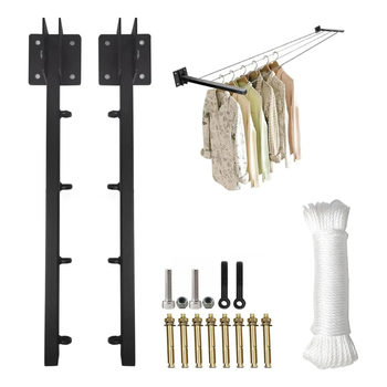 Cross-border wall-type folding drying rack can lift clothes line with strong load-bearing capacity of metal products
