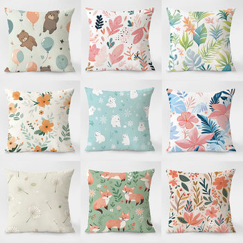 Pillow Sofa Living Room Cushion Nordic Pastoral Plant Decoration Car Waist Pillow Cover Dormitory Office Lunch Break