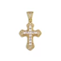 Golden white zirconium (with 14k gold 24inch twist chain) bubble cross